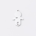 Polished silver stainless steel boy and girl shaped pendant with hollow heart detail - Steel Boy Hollow Heart
