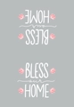 Absorbent dish towel featuring BLESS our HOME text and pink watercolor peony floral design - BLESS our HOME Grey Floral(MB1-35)
