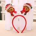 Christmas headband with brown bears wearing red-green plaid hats and scarves on springs - Plush Standard (Bear)