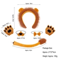 Detailed size chart for 6-piece plush lion costume set including headband and tail - 4Pcs Lion Set + Gloves