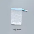 Double-layer nylon mesh soap foaming bag with sky blue drawstring and toggle closure - Sky Blue