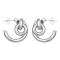 Pendientes de aro anudados de acero inoxidable para mujer en acabado plateado - Pendientes de nudo fundido / Color Acero