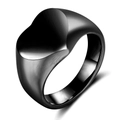 Anillo de sello de corazón en acero inoxidable negro con acabado mate para mujer - US 5 / Negro