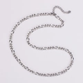 Detailed view of 5.5mm stainless steel Figaro chain with lobster clasp and extender - 5.5mm / Silver 55+5cm