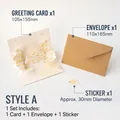 3D pop-up greeting card set with yellow flowers, kraft envelope, and floral sticker - Style A - Begonia