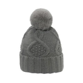 Dunkelgraue Strickmütze mit 8er-Zopfmuster, Rippbündchen und Bommel für Herbst und Winter - M / Grau