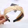 Cerchietto annodato in raso beige con fodera interna nera per accessori capelli donna - Raso giallo chiaro annodato