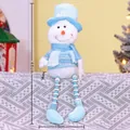 Peluche bonhomme de neige Noël bleu avec longues jambes en perles, décor de 46cm - Bonhomme de neige bleu à longues jambes