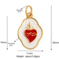 White enamel heart pendant with red sacred heart motif in gold finish with dimensions - Gold Heart-L281574