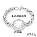 Bracciale bizantino in acciaio inossidabile argento con grande cristallo tondo chiaro - Bracciale Bianco Acciaio (KB139188-Z)