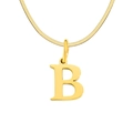 Gold plated snake chain necklace with letter B pendant in minimalist retro style - Letter B / 1 Piece / Gold