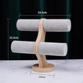 Soporte de exhibición de joyas de bambú y terciopelo gris de dos capas para relojes - Doble Capa / Terciopelo de Hielo Gris