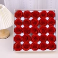 Gift box with 25 red soap flower roses arranged in a white square box for Valentines - Awakening Rose / 25 Pcs/Box / Red