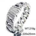 Massives 25mm Punk Silber-Stahl-Gliederkette für Herren, Gewicht 218g mit 220mm Länge - 25mm Breite / Stahlfarbe