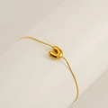 Polished 18K gold chunky U-shaped letter pendant bracelet with minimalist thin chain - Letter U