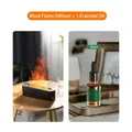 Black 3D flame aroma diffuser with 10ml essential oil in a modern home setting - DQ709 Standard / With 10ml Fresh Essential Oil / Black