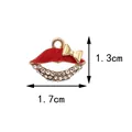 Red enamel lip pendant with gold bow and rhinestones for DIY jewelry making 1.7cm - Red Lips (1.7CM×1.3CM)