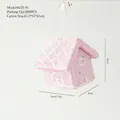 Pink glitter house Christmas ornament with white grid roof and sequin detail - 6625-56 (9cm Pink 3D House)