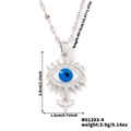 Detail showing dimensions of hip-hop evil eye necklace with blue stone and bird pendant - Gold Blue Eye Pendant Style (N01203-4)