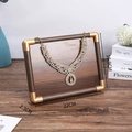 Walnut wood jewelry display tray with gold corners for necklaces size 22cm x 16.9cm x 2.3cm - Large Empty Tray 8-inch