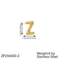 Detailed dimensions of 1.9cm gold stainless steel puffy bubble letter Z pendant charm - Letter-Z