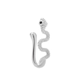 Polsino nasale a serpente argento senza foro con trama a scaglie e zircone nero incastonato - Stile Serpente con Strass Argento (2041)