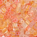 Bulk 5mm square iridescent glass beads with orange and pink cores for DIY jewelry - 5mm 10g/Pack Approx 50pcs / Orange Yellow Mix
