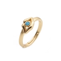 Verstellbarer goldener offener Ring mit blauem Zirkonia-Teufelsauge für Damen - Einstellbar Offen / Hellblau