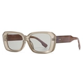 Fashionable sunglasses with transparent champagne frame and dark purple temples - Light Gray Frame Light Gray Lens (C5)