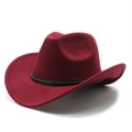 Chapeau de cowboy vintage en feutre de laine bordeaux avec ruban à rivets dorés mixte - M (56-58cm) / Bordeaux