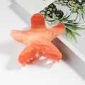 Pinza per capelli a stella marina con motivo marmo arancione e finitura glitter - Rosso Arancio