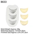 3-cavity silicone dumpling mold with white finish for fondant and clay crafts - 5# Dumpling Style (B633) / Gray