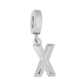 Polished silver titanium steel pendant in the shape of a 3D uppercase letter X bead - Letter X