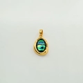 Unregelmäßiger ovaler 18K vergoldeter Anhänger mit grün-blauem Abalone-Muschel-Inlay - Unregelmäßig Oval / Gold / Abalone-Muschel