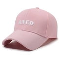 Roze katoenen honkbalpet met witte 3D geborduurde letters en gebogen rand voor vrije tijd - Roze