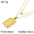 Minimalist 18k gold plated stainless steel square pendant necklace featuring letter K - Letter K (KN236563-GG)