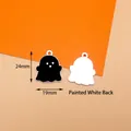 Ghost charm for Halloween jewelry with black front and white painted back 24x19mm - 11# Spray Painted Black Ghost