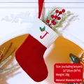 Classic red knitted Christmas stocking with white cuff and embroidered letter J - Letter J / Red