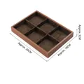 Brown PU leather jewelry organizer tray with six compartments and velvet lining - No Lid / 6-Slot Tray (Coffee Velvet)