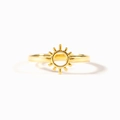 Anello solare minimalista in argento sterling S925 dorato con finitura lucida e radiosa - Taglia US 6 / Oro