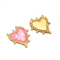 Pink and white gradient enamel heart pendant in golden stainless steel finish - Pink Red Marble Heart