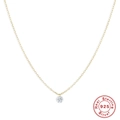Elegante collana in argento 925 dorato con un ciondolo minimalista in zirconia cubica - Argento 925 / Oro