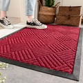 Zerbino da esterno in gomma bordeaux con trama intrecciata e bordi antiscivolo - 90*150CM / Rhombus Dream-Rosso (Fondo in Gomma)