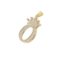 Hip hop style gold letter O pendant with crown and micro-set cubic zirconia stones - Crown Letter O