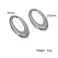 Dimensioni dettagliate degli orecchini ovali in acciaio argento, 37 mm per 23,5 mm - Argento
