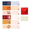 Vintage floral greeting card set with brown envelopes and six blessing stickers - H668 Style Card / With Envelope + Seal Sticker
