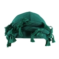 Men's green satin-lined beanie cap with stylish tassels and twisted tail design - Dark Green