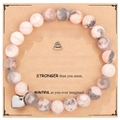 Bracelet en pierres naturelles roses et grises avec cœur argenté sur carte Sweet 16 - Bracelet en Pierre Zébrée Rose + Carte Joyeux 16ème