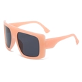 Oversized peach pink square frame sunglasses with integrated dark grey lenses - Jelly Orange Grey