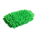 Green chenille microfiber car wash glove with elastic cuff and dense plush pile - 60g / Double Sided Chenille Green